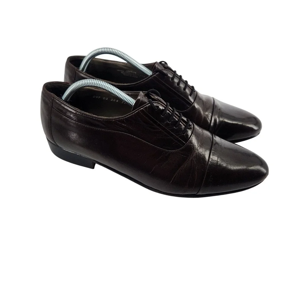 Stacy Adams Cap Toe Oxfords Mens 11 Brown Leather Dress Shoes Classic Office - Picture 7 of 8